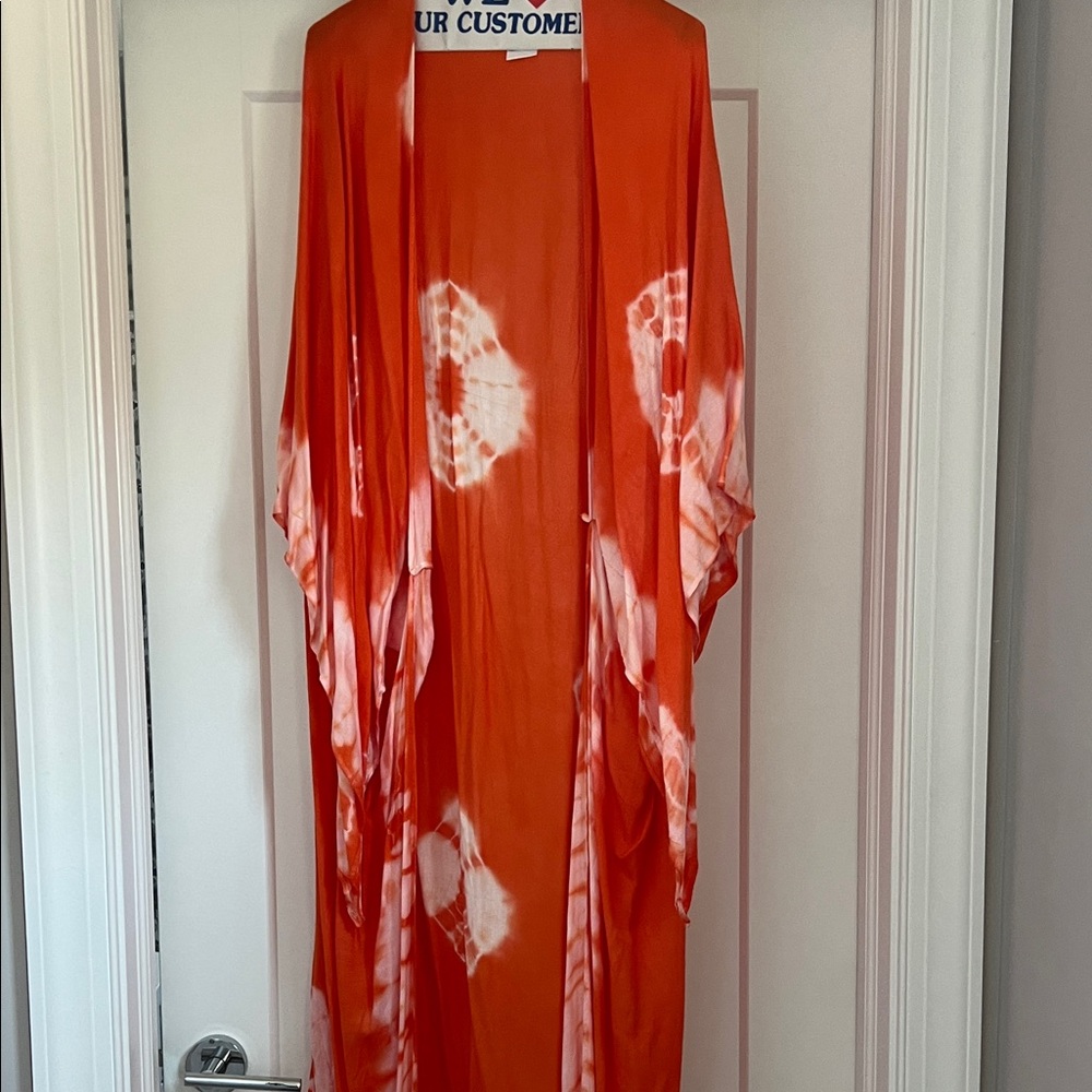 Orange Tie-Dye Duster Kimono